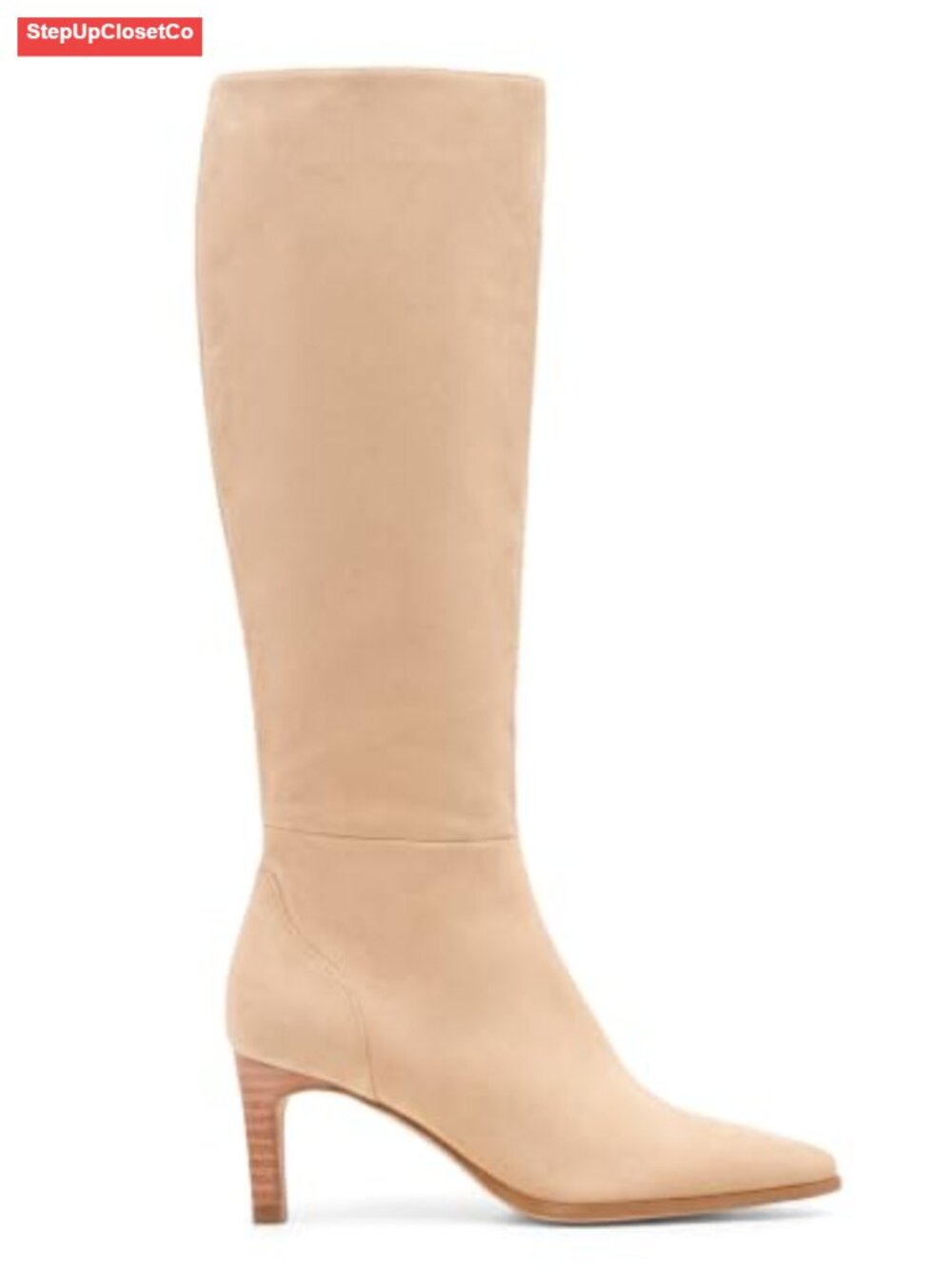 Womens Knee High Boots High Heel Side Zipper Pointed Toe Faux Suede Leather